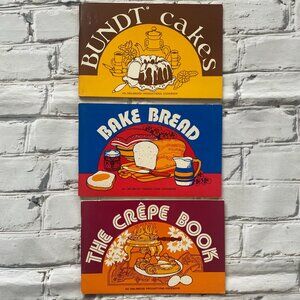Set of 3 Vintage 70s Cookbooks - The Crepe Book, Bake Bread & Bundt Cakes